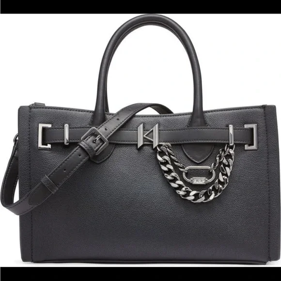 NWT KARL LAGERFELD PARIS Cerise Leather Satchel - Picture 5 of 5